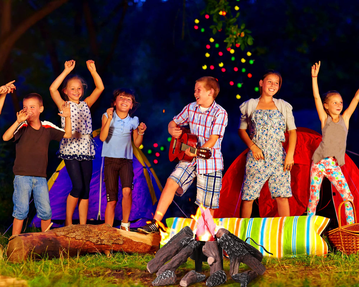 Sawysine Electronic 3D Led Fake Flames Effect Night Lamp Led Artificial Flickering Fire Flame with 10 Pieces Gas Fireplace Logs Simulated Fire Lamp for Halloween Christmas Indoor Home Party Decoration Sawysine