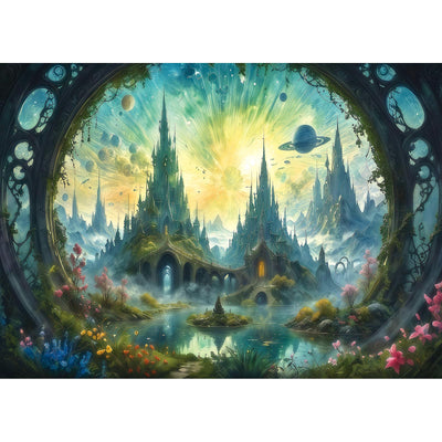 Science Fiction Landscape Jigsaw Puzzles for Adults Fantasy 1000 Piece Puzzle for Adults with Letters on Back Challenging Family Puzzle Games Gift Finished Puzzle Size is (26.75 x 19.75)