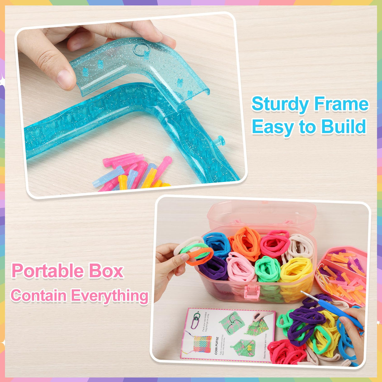 IQKidz Weaving Loom Kit Toys, DIY Arts and Crafts for Kids and Adults, Ideal Gifts for Girls Ages 5 6 7 8-12 13, Easy Potholder Loom Knitting Activity for Beginners, 224 Craft Loops IQKidz