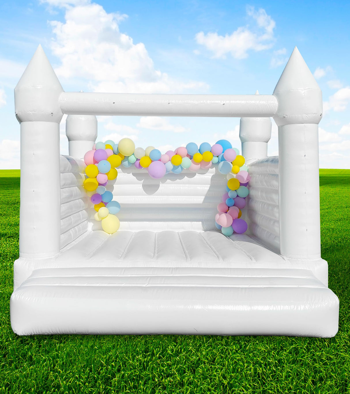 WARSUN Inflatable White Bounce House 13x12x10FT with Blower All PVC Bouncy House Castle with Large Jumping Area & D-Rings Decorate, Bounce House Castle for Wedding Birthday Party Photography Business WARSUN