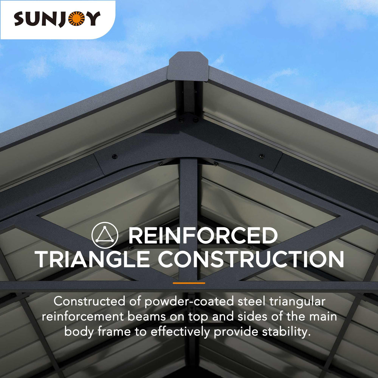 Sunjoy Carport 12 ft. x 20 ft. Outdoor Gazebo Heavy Duty Garage Car Shelter with Powder-Coated Steel Roof and Frame by AutoCove, Gray and Dark Gray Sunjoy