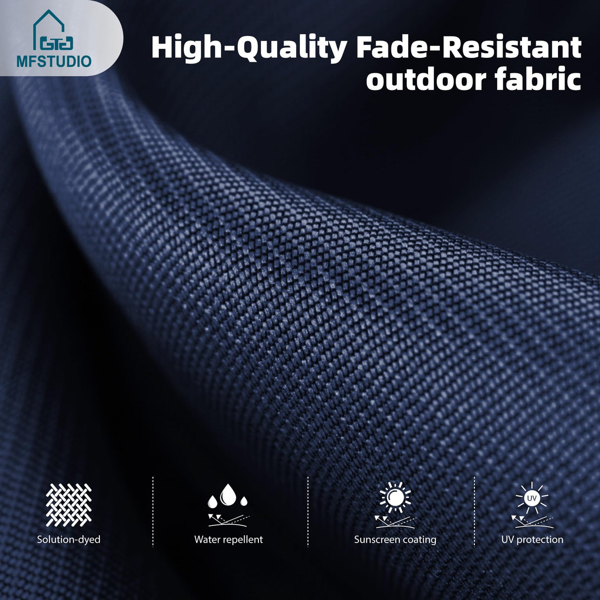 MFSTUDIO 5 Pieces Outdoor Dining Sets for 4, 42'' Round Metal Table with Chairs & 10ft Umbrella, Patio Outdoor Dining Furniture with Umbrella for Deck, Porch MFSTUDIO