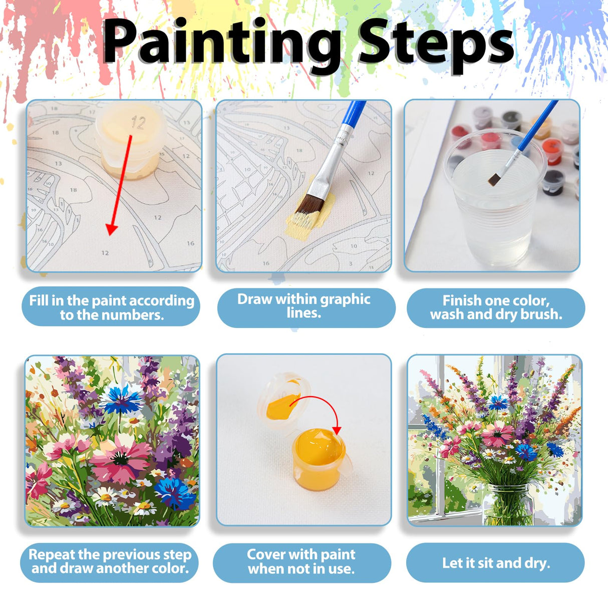 Flowers Paint by Numbers Kit for Adults, Flower Paint by Number for Adults Beginners, DIY Crafts Painting by Number for Gift Home Wall Decor 16x20 inch hkejoi