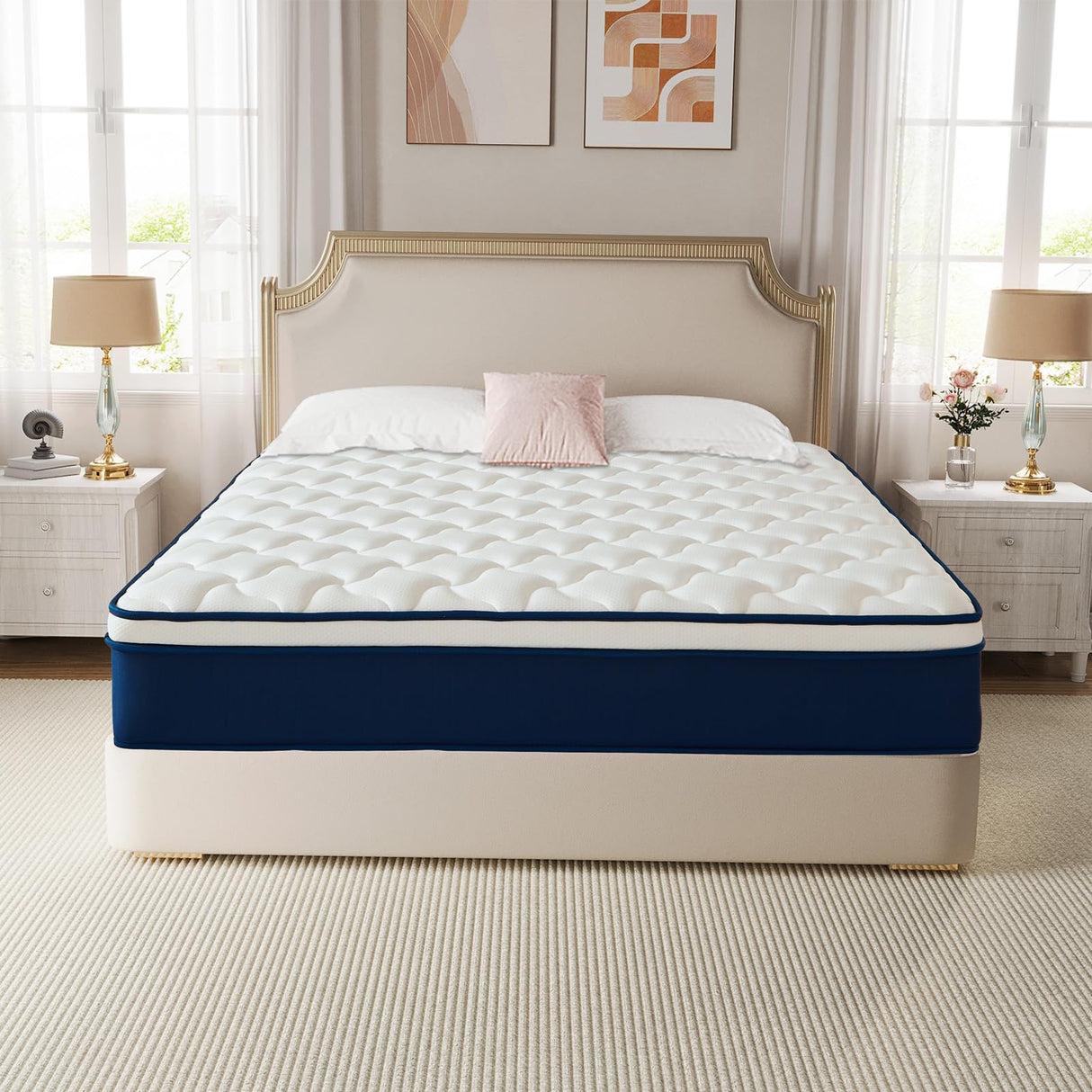 Full Size 12 Inch Gel Memory Foam Hybrid Mattress in a Box - 55x75 Inch, Pocket Springs & Medium Firm for Pressure Relief, Motion Isolation, 100 Nights Trial Kesyup