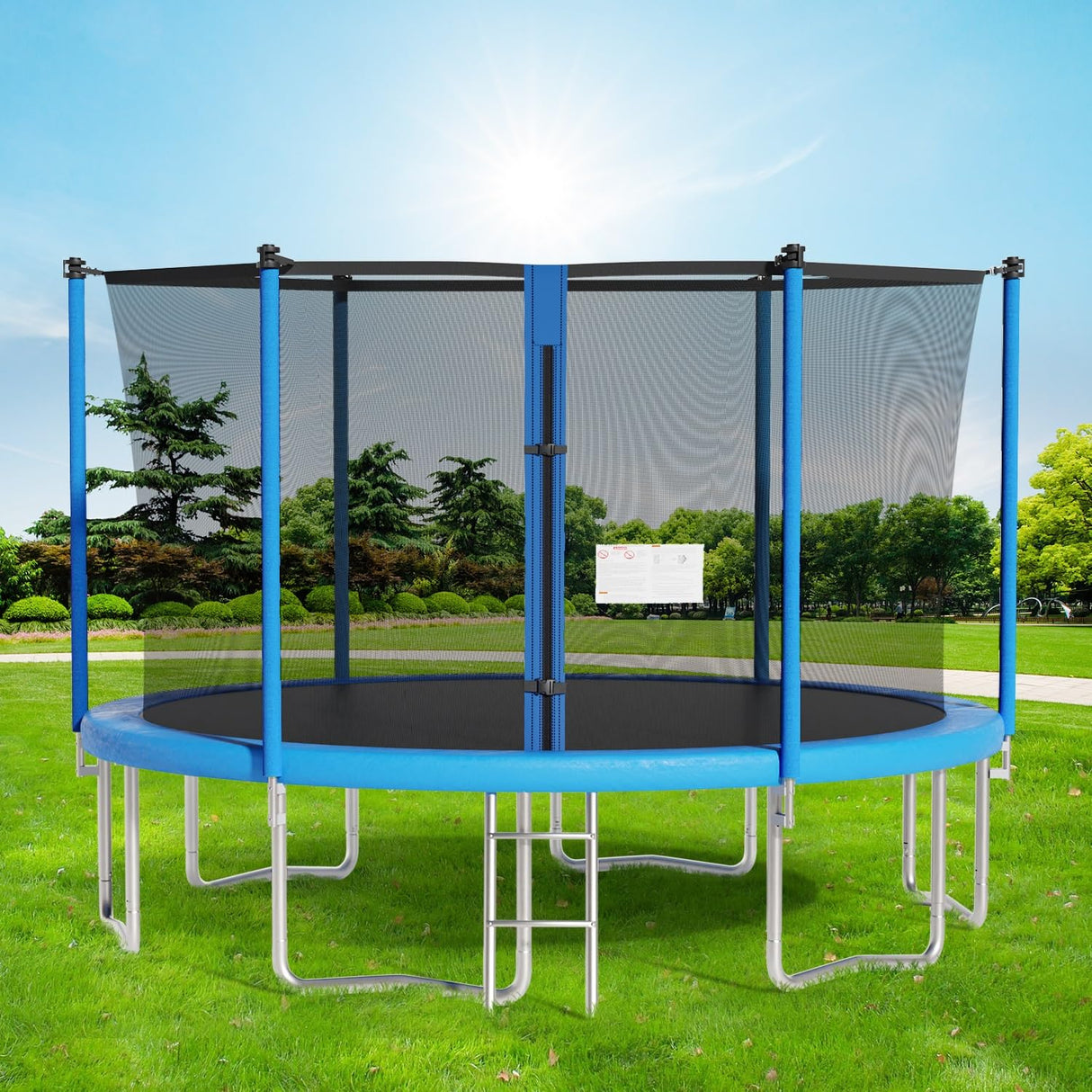 PayLessHere Trampoline 8FT 10FT 12FT 14FT Trampoline with Enclosure ASTM Approved-Combo Bounce Exercise Trampoline PVC Spring Cover Padding for Kids and Adults (Blue, 14FT) PayLessHere