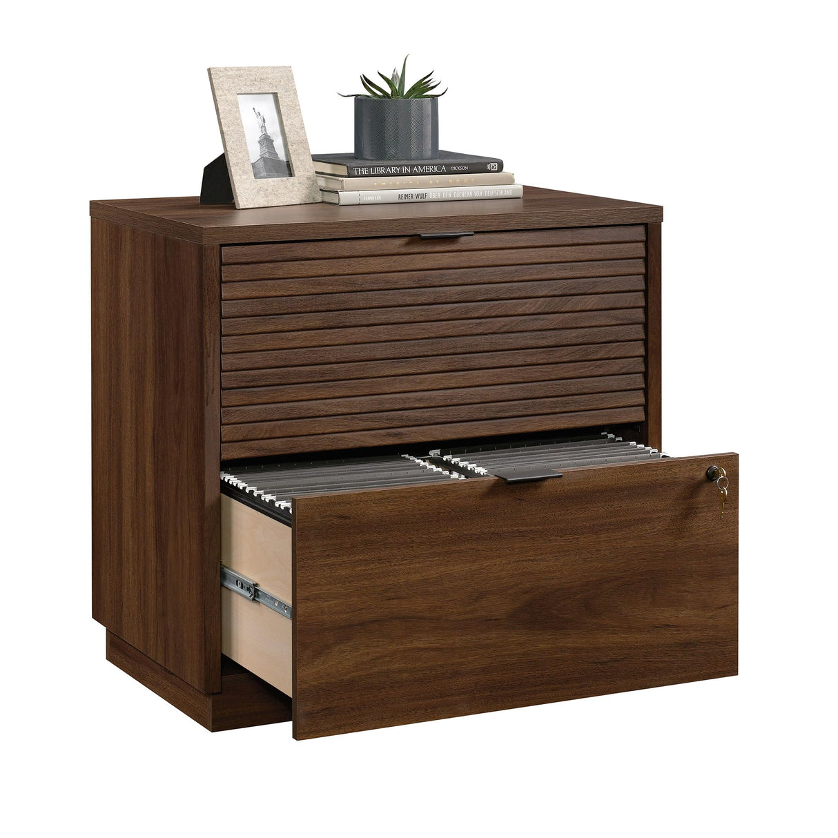 Sauder Englewood Lateral file, L: 30.87" x W: 19.29" x H: 29.25", Spiced Mahogany finish Sauder