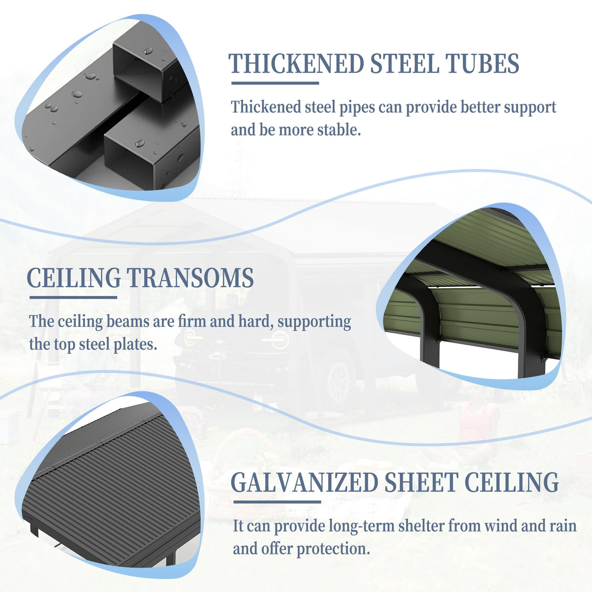 12x20 FT Metal Carport, Heavy Duty Car Port Canopy with Galvanized Steel Roof & Frame, Large Metal Carport Kit, Outdoor Car Garage, Steel Car Shelter for Car, Boat, Truck, Dark Gray ANTSKU