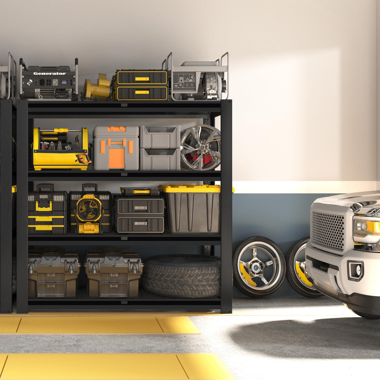 PrimeZone Heavy Duty Storage Shelves - 40" W X 20" D X 60" H Adjustable Garage Wire Shelving Unit, 4 Tier Industrial Metal Shelf Standing Utility Rack for Warehouse, Pantry, Basement, Black, 2 Pack PrimeZone