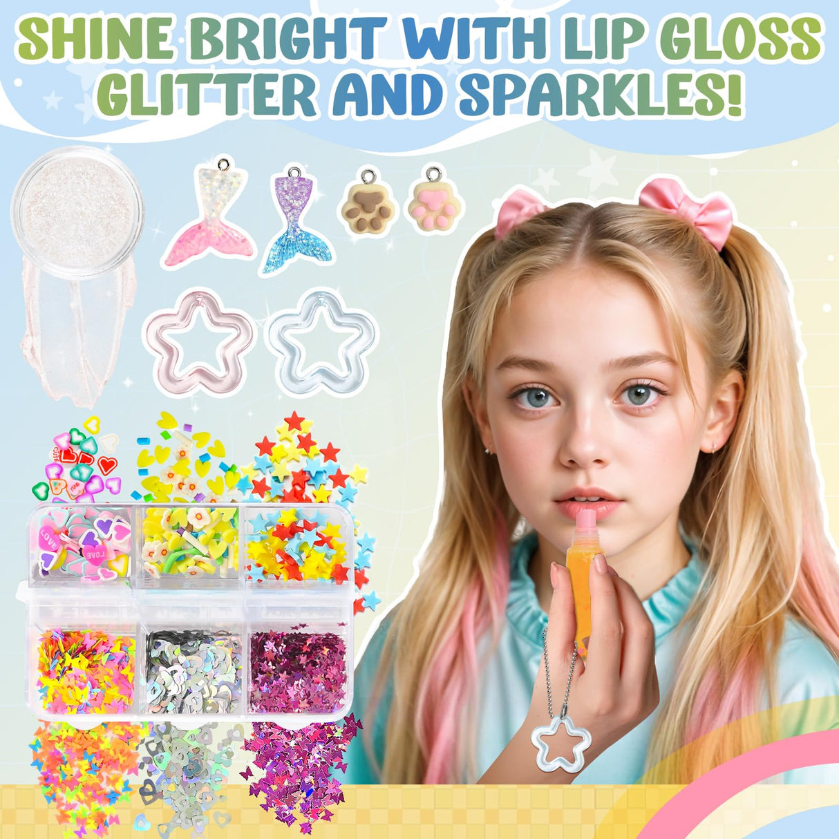Make Your Own Lip Gloss Kit, JCOOS Lip Gloss Making Kit, 94PCS Fun Keychain DIY Lipgloss Sets for Girls, Flavored Moisturizing Glitter Lip Kit, Kids Lip Gloss, Tween Girls Trendy Stuff Christmas Gifts Jcoos
