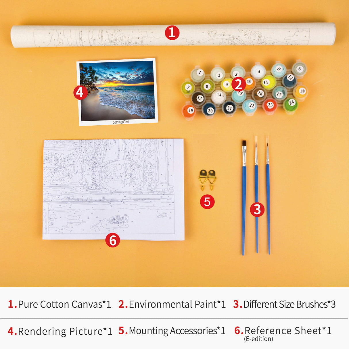 TUMOVO Adult Paint by Number - Caribbean Beach Paint by Numbers for Adults Beginner Seaside Cloudscape Paint by Numbers Kit with 3 Size Brushes and Acrylic Pigment, 16x20 Inches(Frameless) TUMOVO