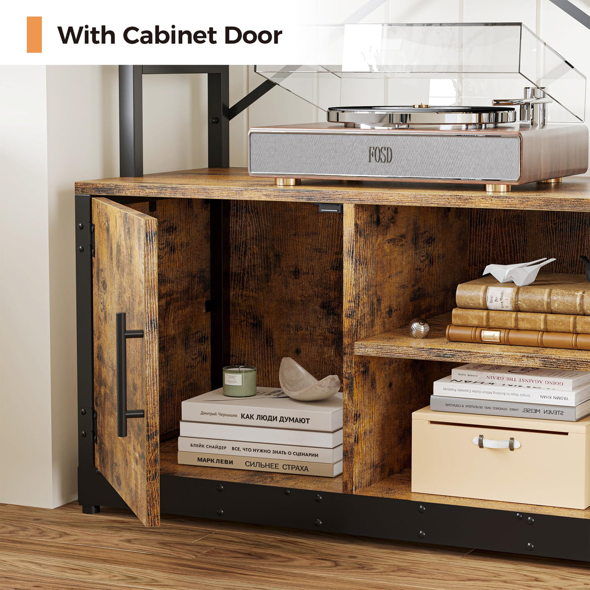 IRONCK Bookshelves 6 Tiers 73.1 inch Tall Industrial Bookshelf with Doors, Bookcase and Display Shelf, Open Storage Cabinet for Living Room, Home Office IRONCK