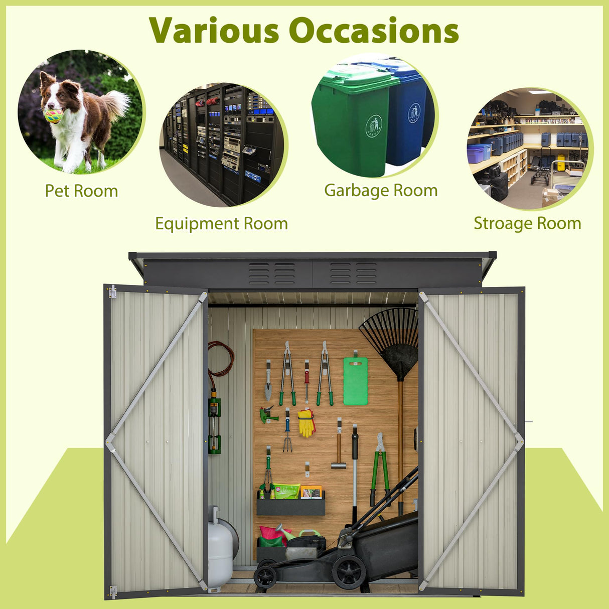 Outdoor Storage Shed, 6 X 4 FT Large Metal Utility Tool Sheds with Floor Frame, Steel Garden Shed for Backyard Garden Patio Lawn,Black Hohuqeri