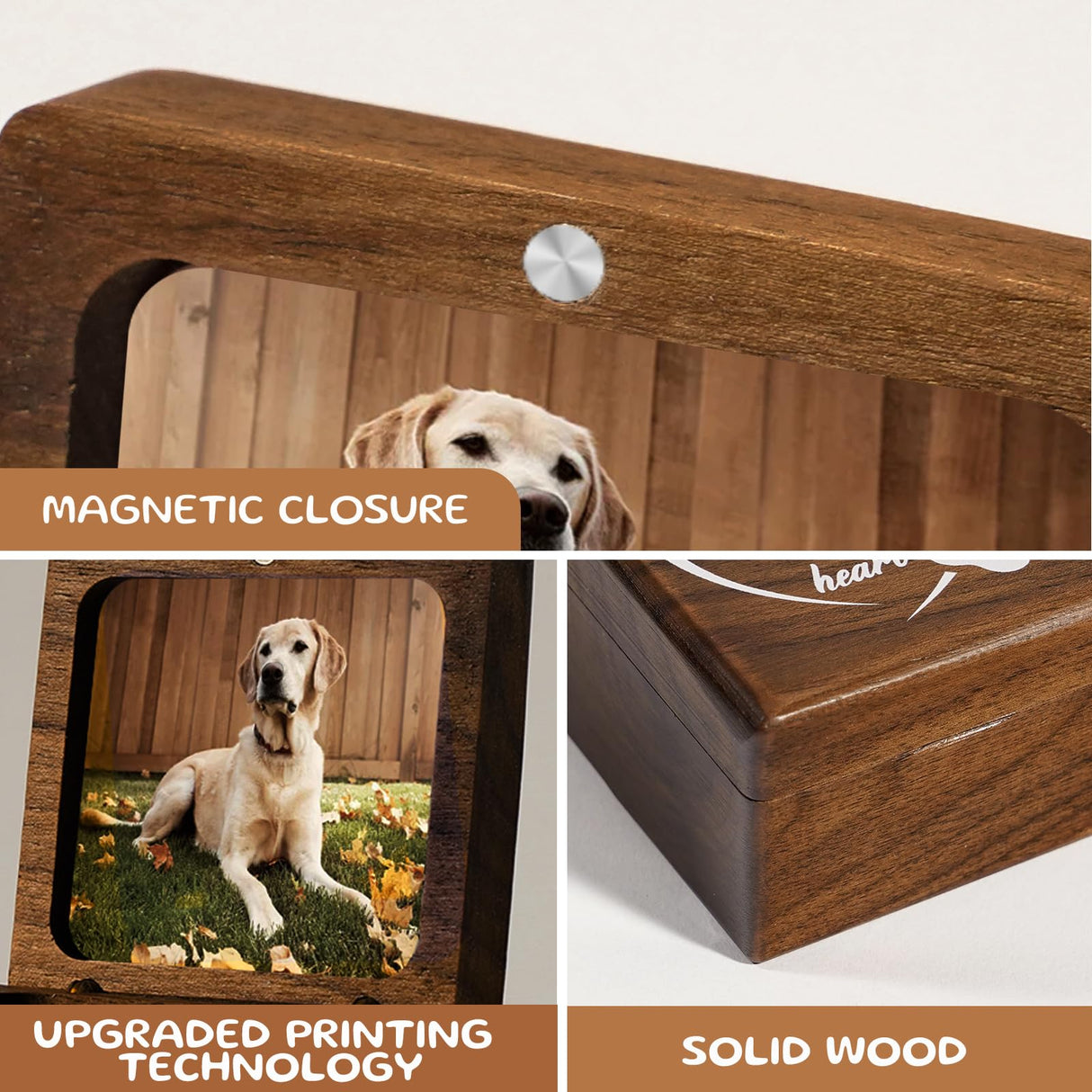 iDIY Personalized Dog Memorial Gifts, Pet Memorial Gifts for Dogs or Cats, Pet Hair Keepsake Box, Wooden Pet Fur Ashes Memorial Box, Pet Loss Sympathy Gift for Dogs Cats iDIY