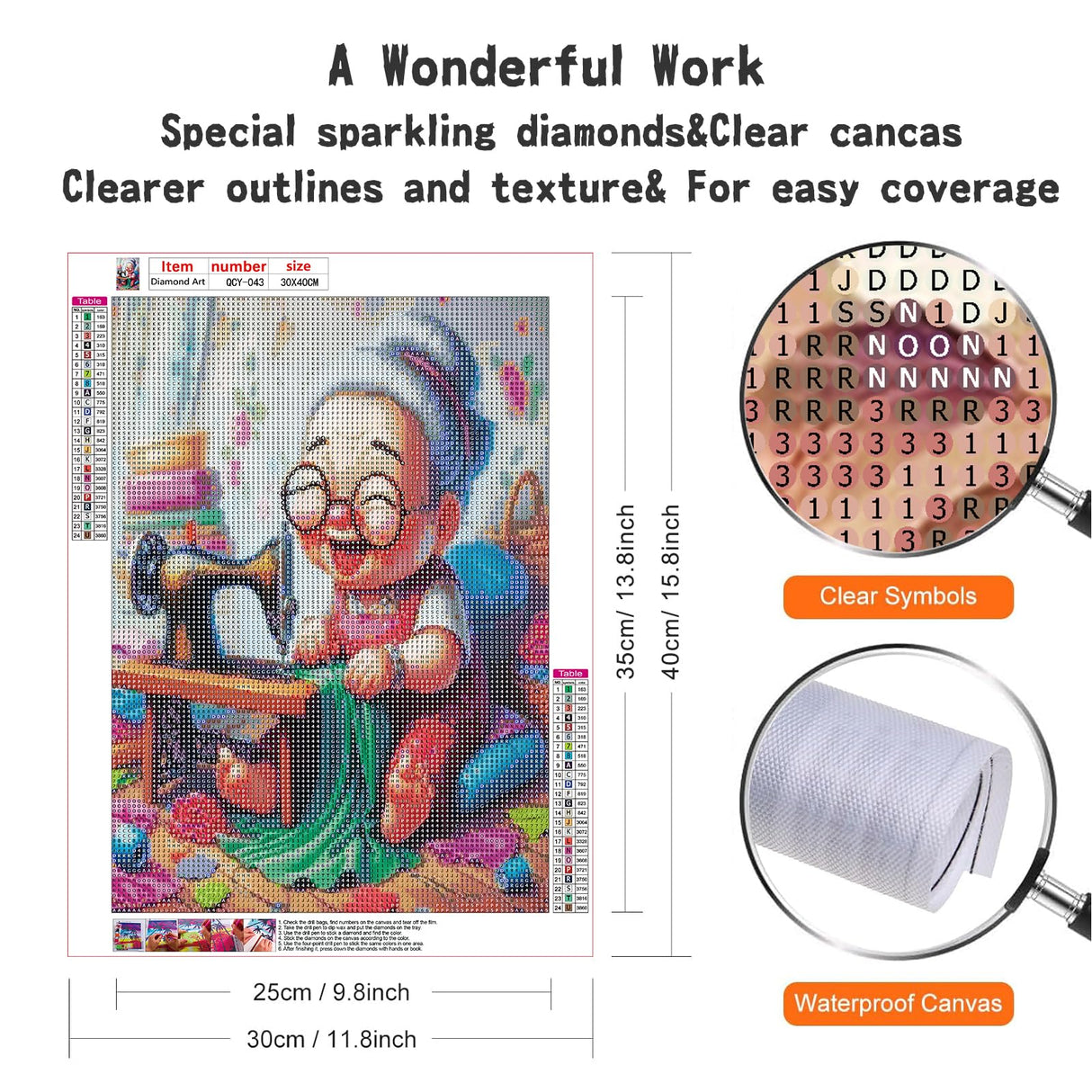 GUMITOON Diamond Art Kits for Adults-Diamond Art Paintings-Cartoon Grandma Full Drill Diamond Dots Paintings for Beginners, Round 5D Paint with Diamonds Pictures Gem DIY Crafts Kits 12"x16" GUMITOON