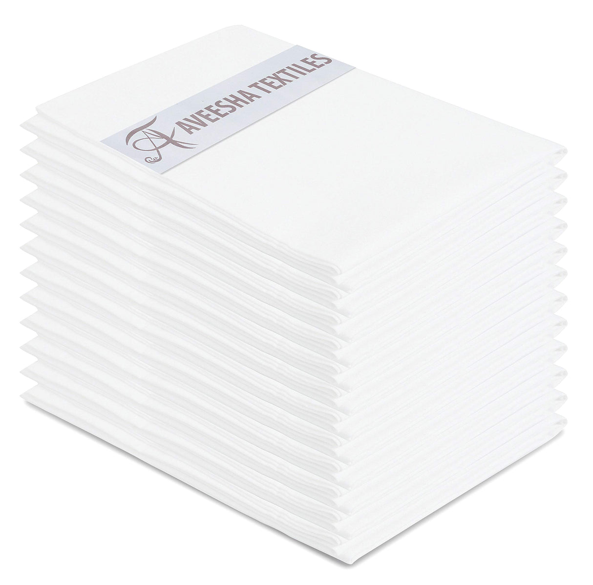 Aveesha 12 Pack Poly Cotton Pillow Cases - White Pillowcases - 180 Thread Count Percale Weave Pillow Covers - Perfect for Home, Hotels and Hospital Use (Queen 20" x 30") Aveesha