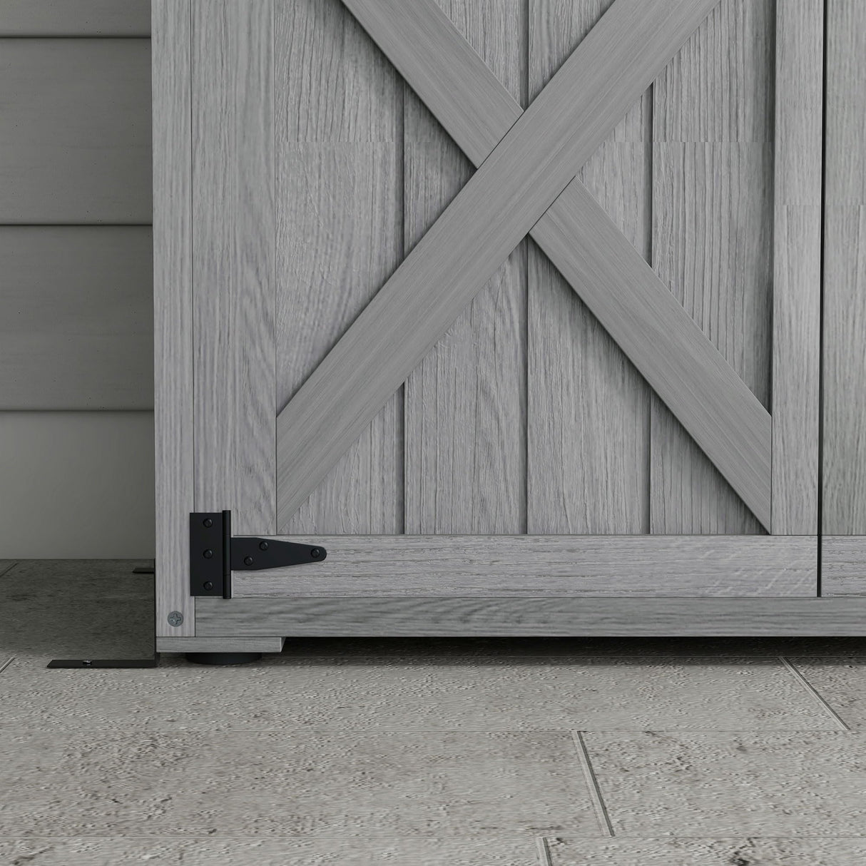 Outsunny Wooden Garden Shed, Outdoor Storage Cabinet with Waterproof Asphalt Roof, Narrow Tool Shed with Shelves and Lockable Doors, Gray Outsunny