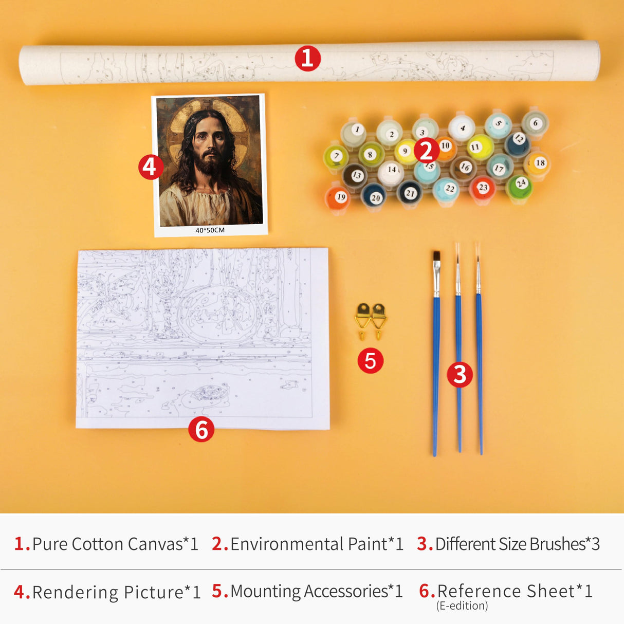 TUMOVO Cross Paint by Number, Jesus Christ Paint-by-Number Kits, Portrait of Jesus Christ on an Old Wooden DIY Oil Painting with Brushes and Pigment, Paint by Numbers, 16x20 Inch TUMOVO