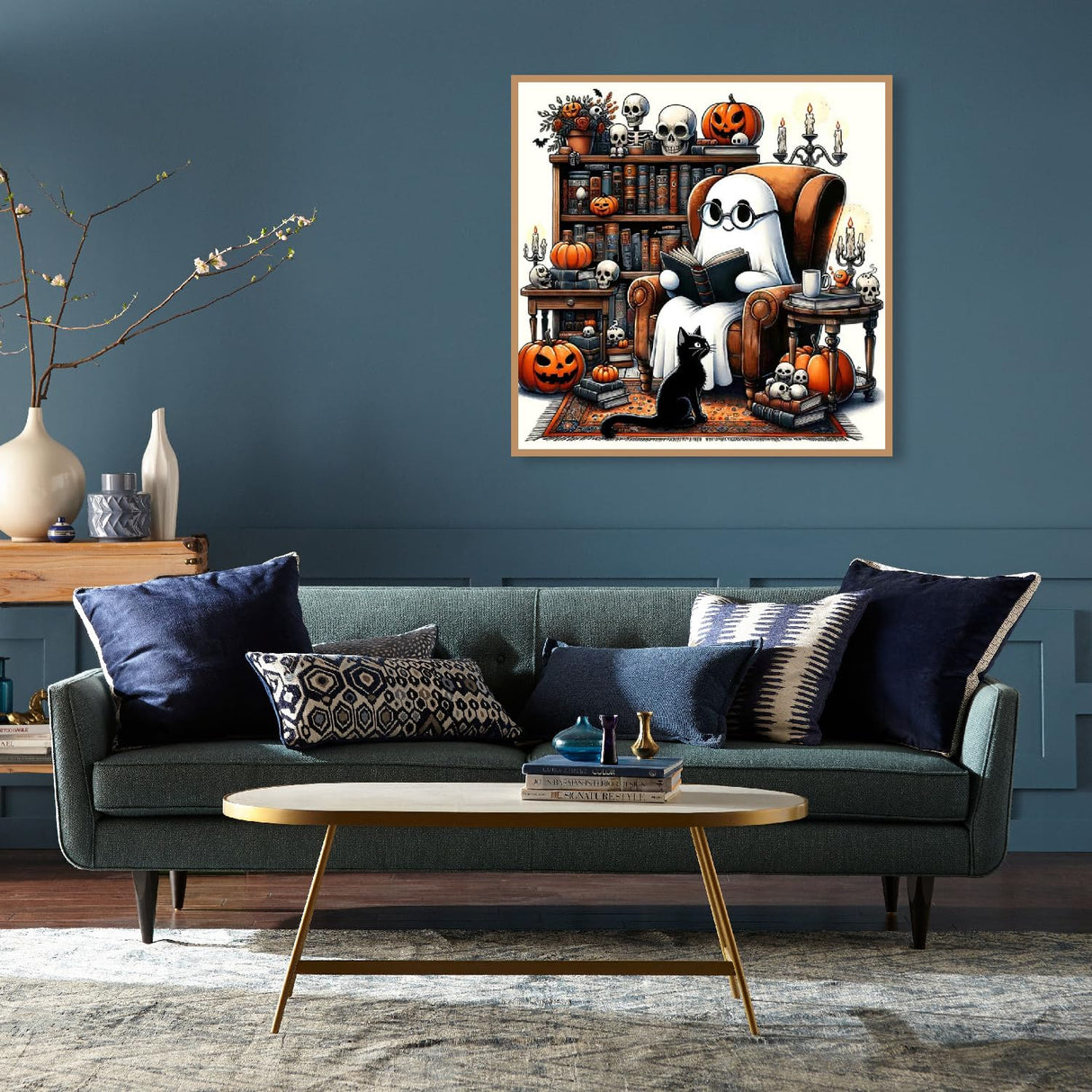 LWZAYS Diamond Painting Kit for Adults, Halloween Diamond Art Kits for Adults Beginners, Full Round Drill Ghost Art and Crafts Kits for Home Wall Decor Gifts (35x35cm) LWZAYS