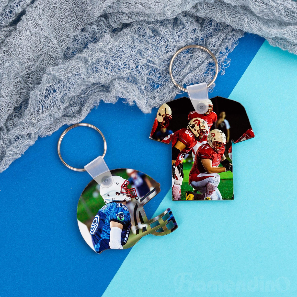 Framendino, 36 Pack 3 Styles Sublimation Keychain Blanks MDF Double Sided Heat Transfer Keychain Rugby Key Chains Bulk for DIY Craft Framendino