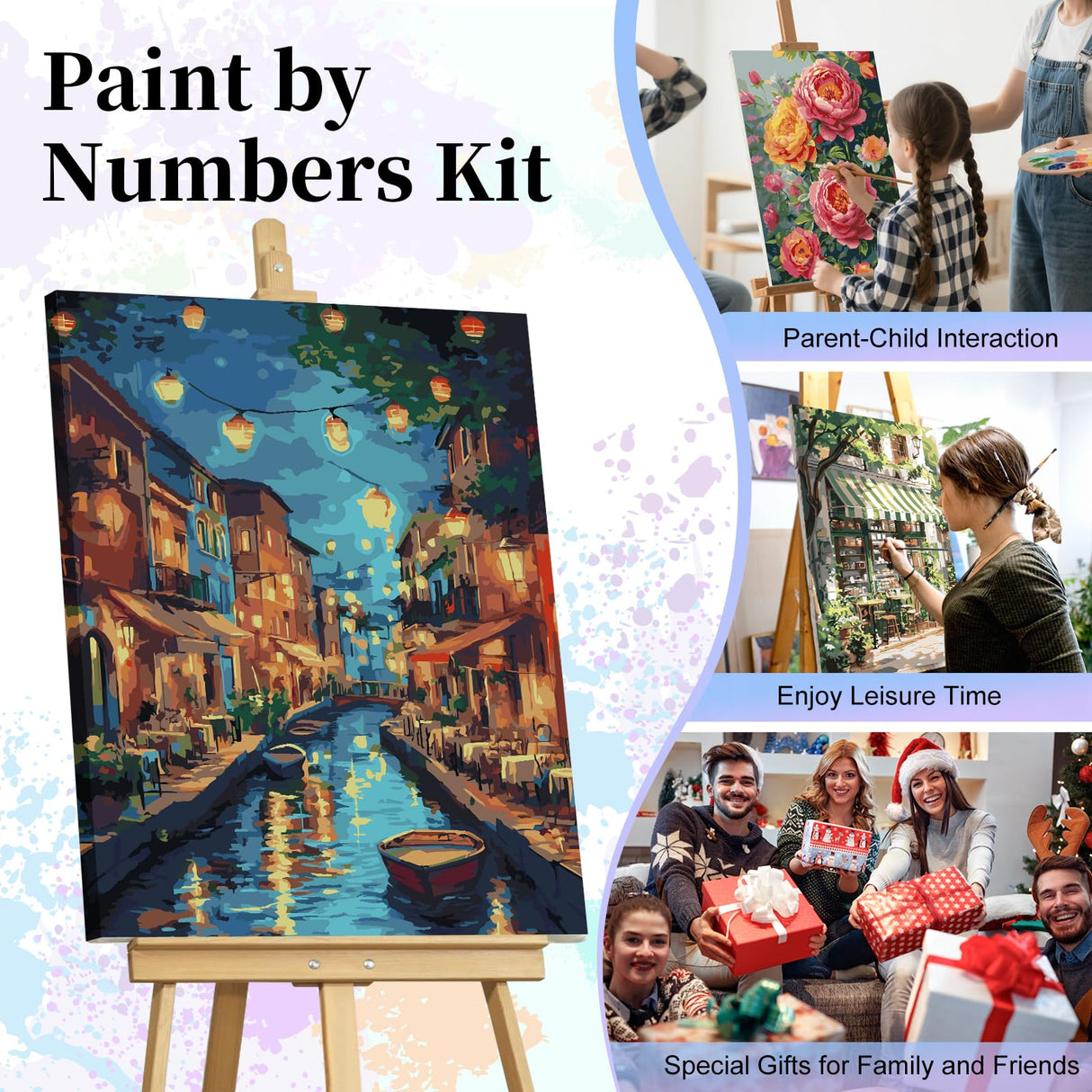 Camocin Paint by Numbers Kit for Adults - Venice Adult Paint by Number Kits on Canvas Without Frame for Beginner, Stream Landscape Oil Painting by Numbers Kit for Gift Home Wall Decor 16x20 InchInch Camocin