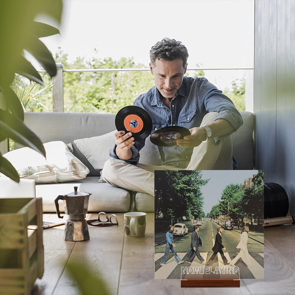 YuanDian Now Playing Vinyl Stand, Light up Now Spinning Record Stand, Wooden Acrylic Holder for Vinyl Album Display Storage, Vinyl Record LED Display Storage Collection Holder YuanDian