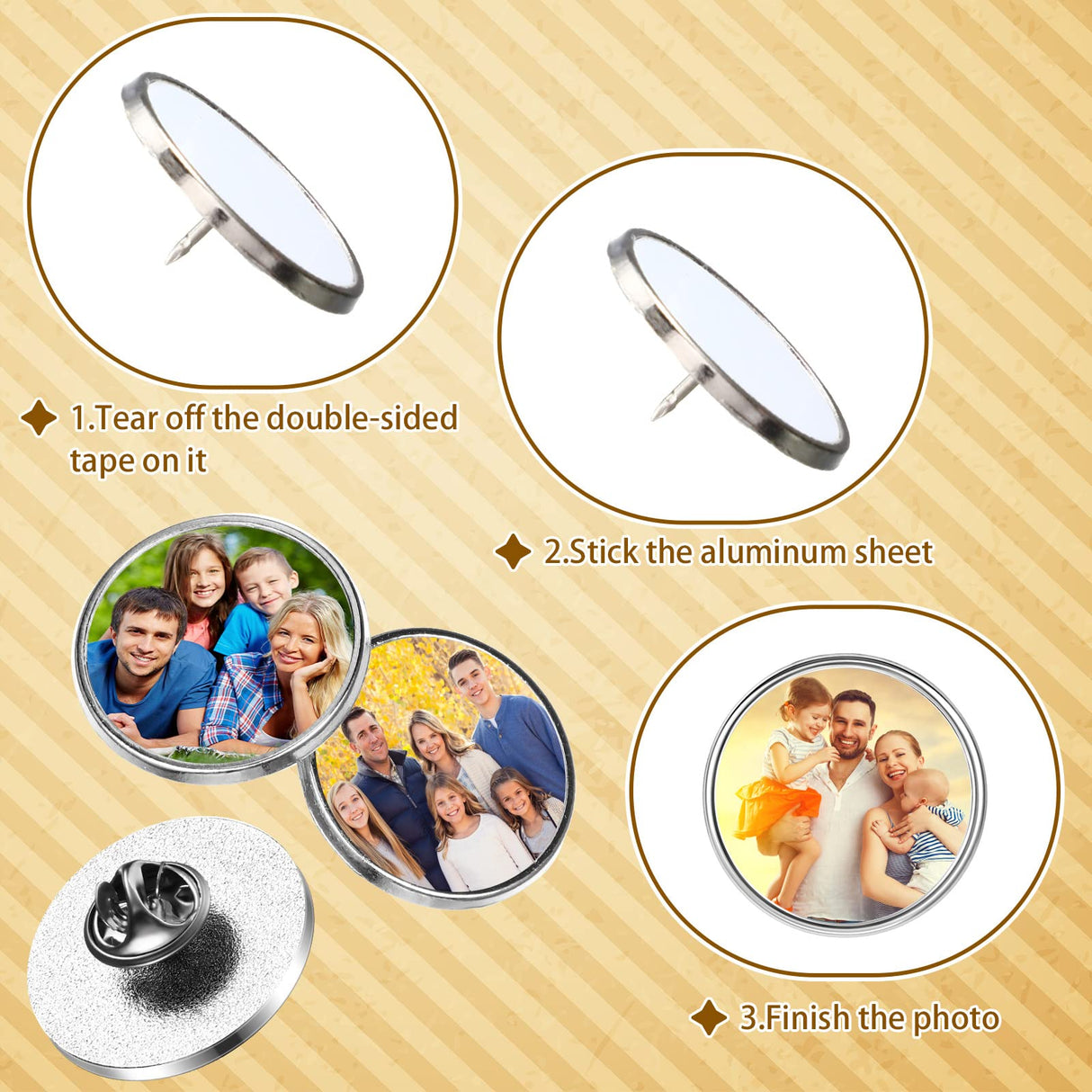 30 Pcs Sublimation Blank Pins DIY Button Badge Kit Sublimation Silver Blank Aluminum Sheet with Butterfly Pin Backs for DIY Craft Jewelry Lapel Making Supplies Valentines Day Gift(Round, 0.98") Hanaive