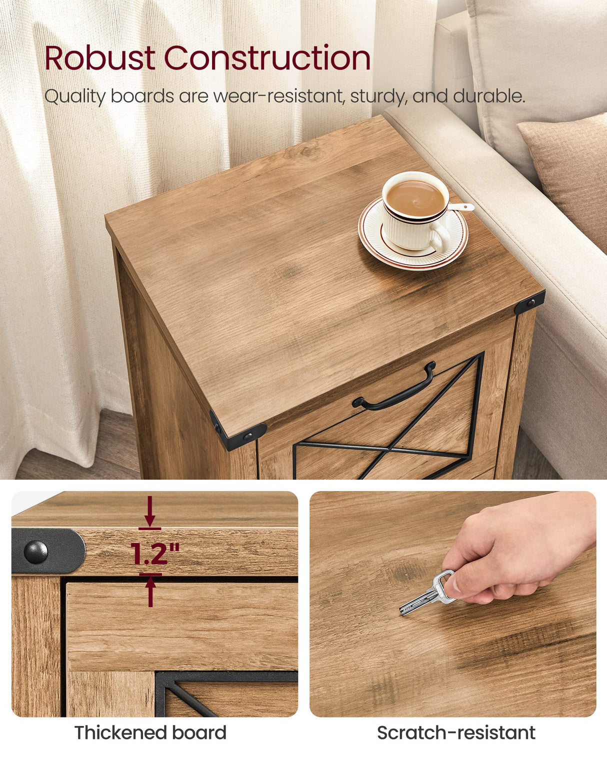 VASAGLE File Cabinet, Filing Cabinet with 2 File Drawers, Printer Stand, Fit A4, Letter Size, Hanging File Folders, Modern Farmhouse Style, for Home Office, Study, Rustic Walnut UOFC048T41 VASAGLE