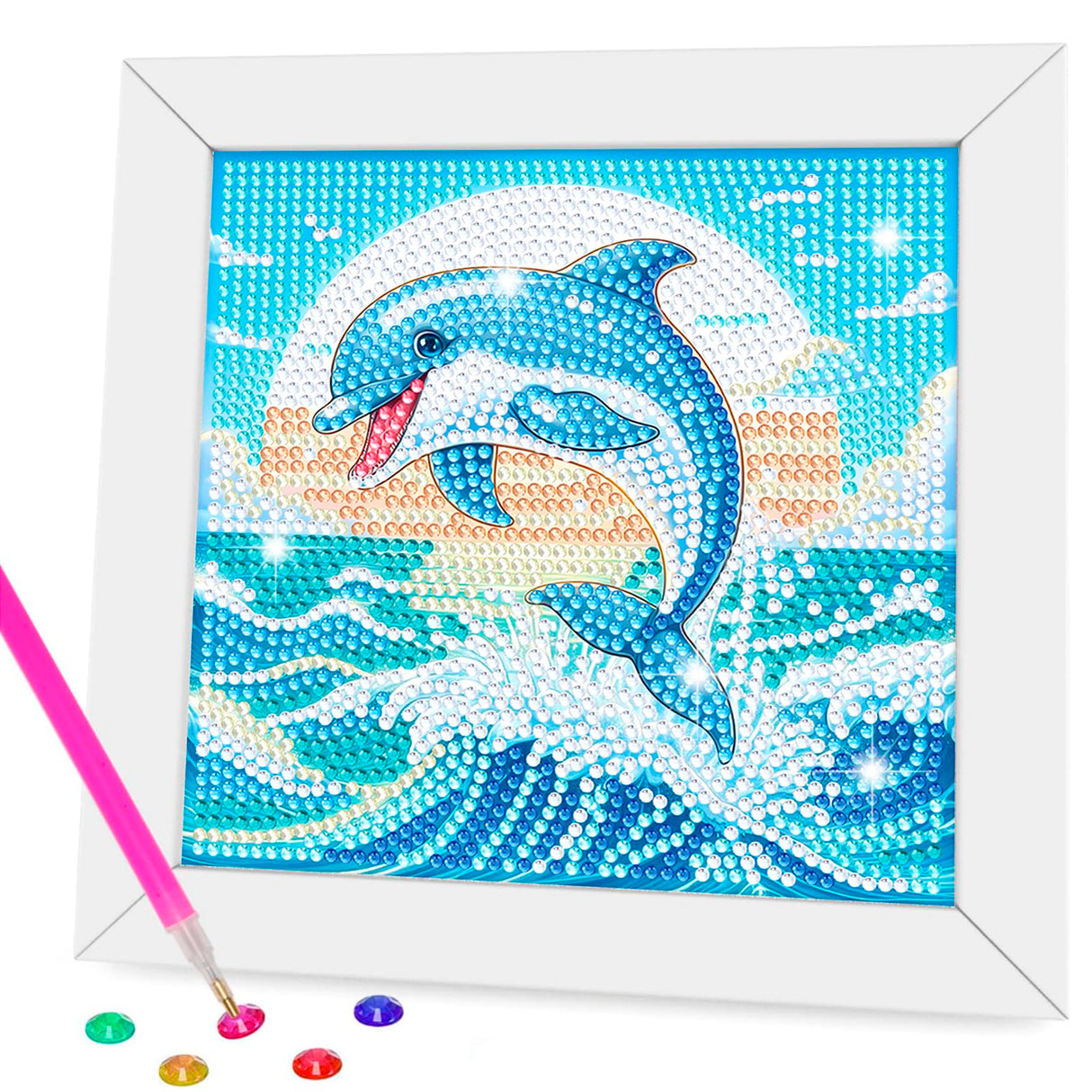 Nardoll Diamond Art Kits with Wooden Frame - Arts and Crafts - Dimond Art Painting by Numbers - GEM Art for Beginners Adult Home Wall Decor Nardoll