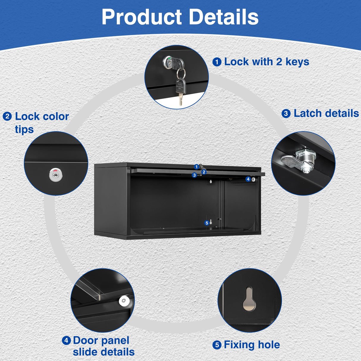 BYNSOE Metal Wall Storage Cabinet with Lock 1 Shelving Garage Storage Cabinet with Flip-Up Door Hanging Garage Cabinet for Kitchen Home Workshop,Assembly Required (Black, 13.7''H) BYNSOE