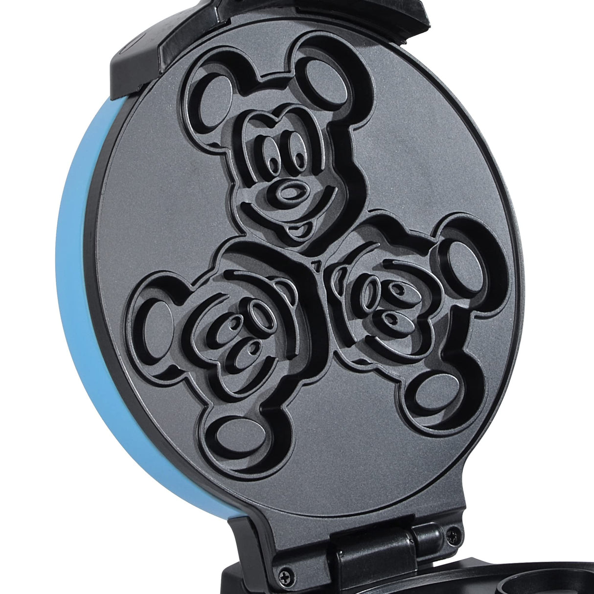Disney Mickey & Minnie Double Flip Waffle Maker by Select Brands - Disney Waffle Maker - Features Non-Stick Plates - Blue Minnie & Mickey Mouse Waffle Iron for Disney Fans - Makes 6 Waffles Disney