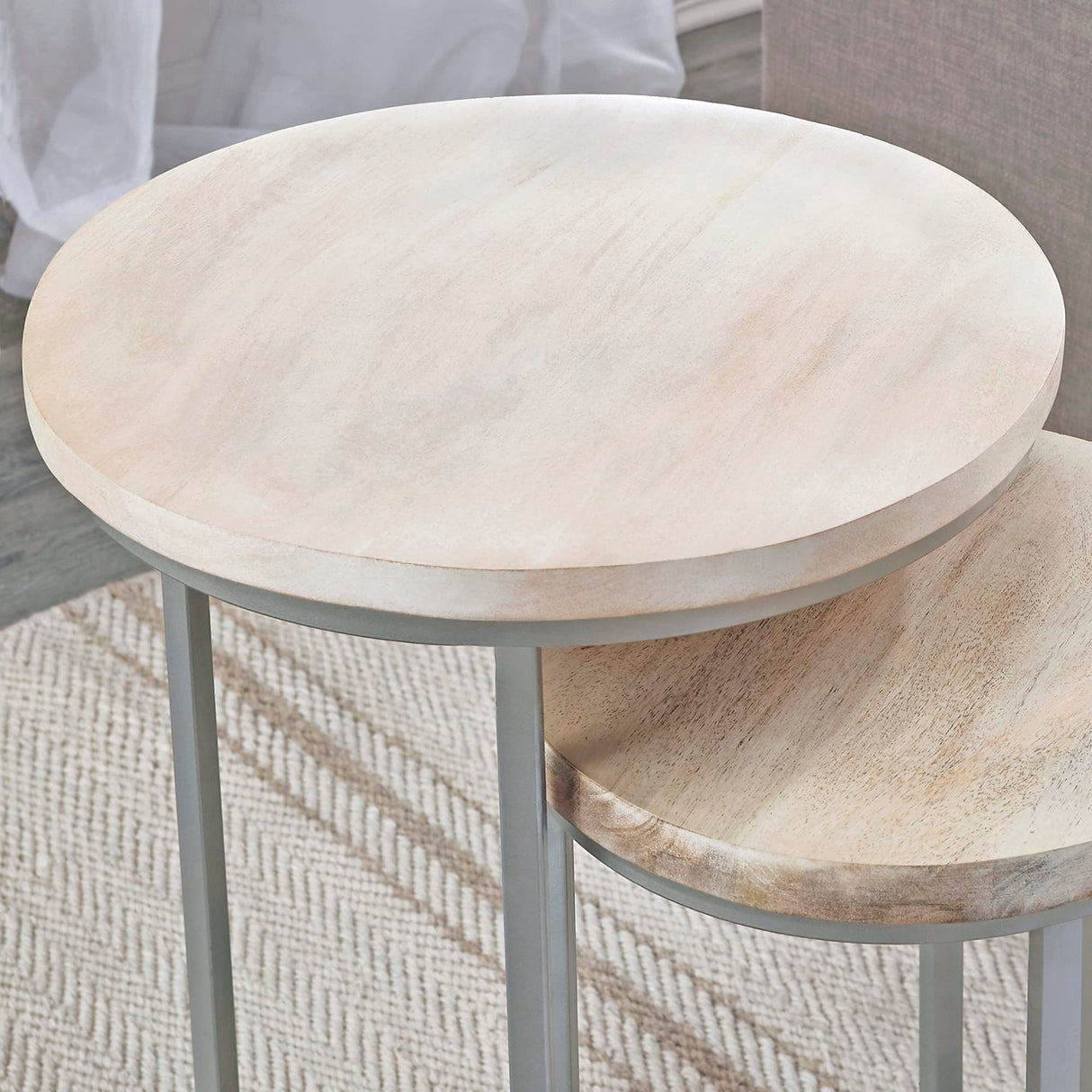 FirsTime & Co. Natural and Silver Isla Nesting End Table 2-Piece Set, Side Table, Night Stand, Acacia Wood and Metal, 16 x 16 x 24 inches FirsTime & Co.