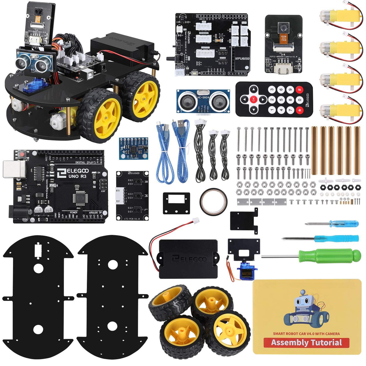 ELEGOO UNO R3 Smart Robot Car Kit V4 for Arduino Robotics for Kids Ages 8-12 12-16 STEM Science Kits Coding Gifts for 8 9 10 11 12 13 14 15 16 Year Old Boys Girls Teens Cool Engineering Building Toys ELEGOO
