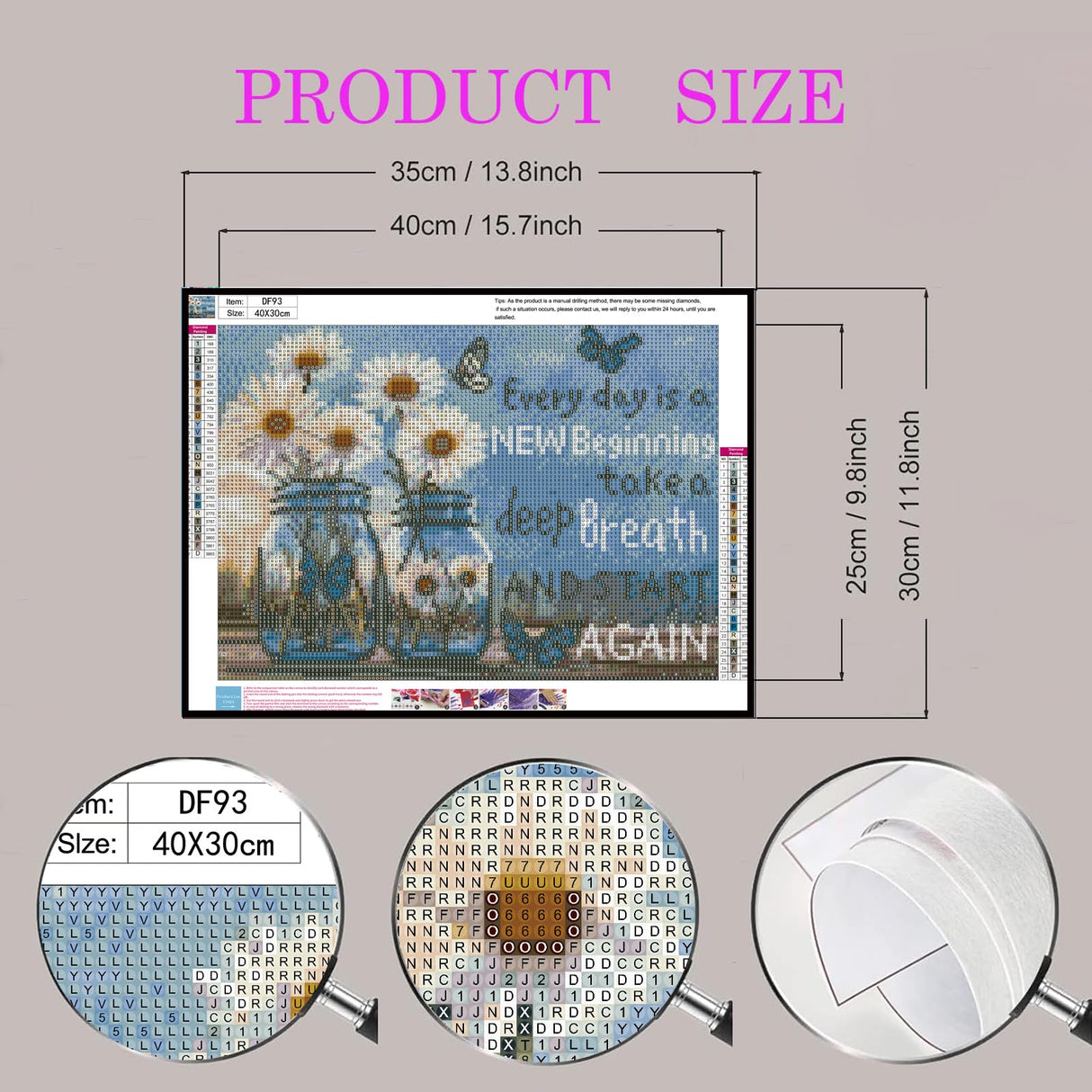 5D Diamond Art Kits for Adults,Inspirational Daisy Diamond Painting Kits for Beginners, Round Full Drill Gem Adults Paint by Diamonds DIY Crafts Home Wall Decor 12x16IN DIYDECORFUN