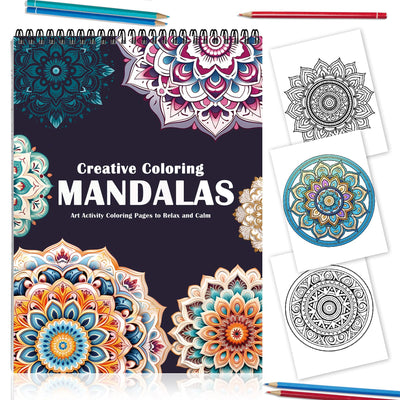 CKMOREL Mandala Coloring Book for Adult Spiral Bound, Lay Flat, 24 Pages One Sided Design Gift for Adult to Relieve Anxiety and Relax Mandala Coloring Book for Women