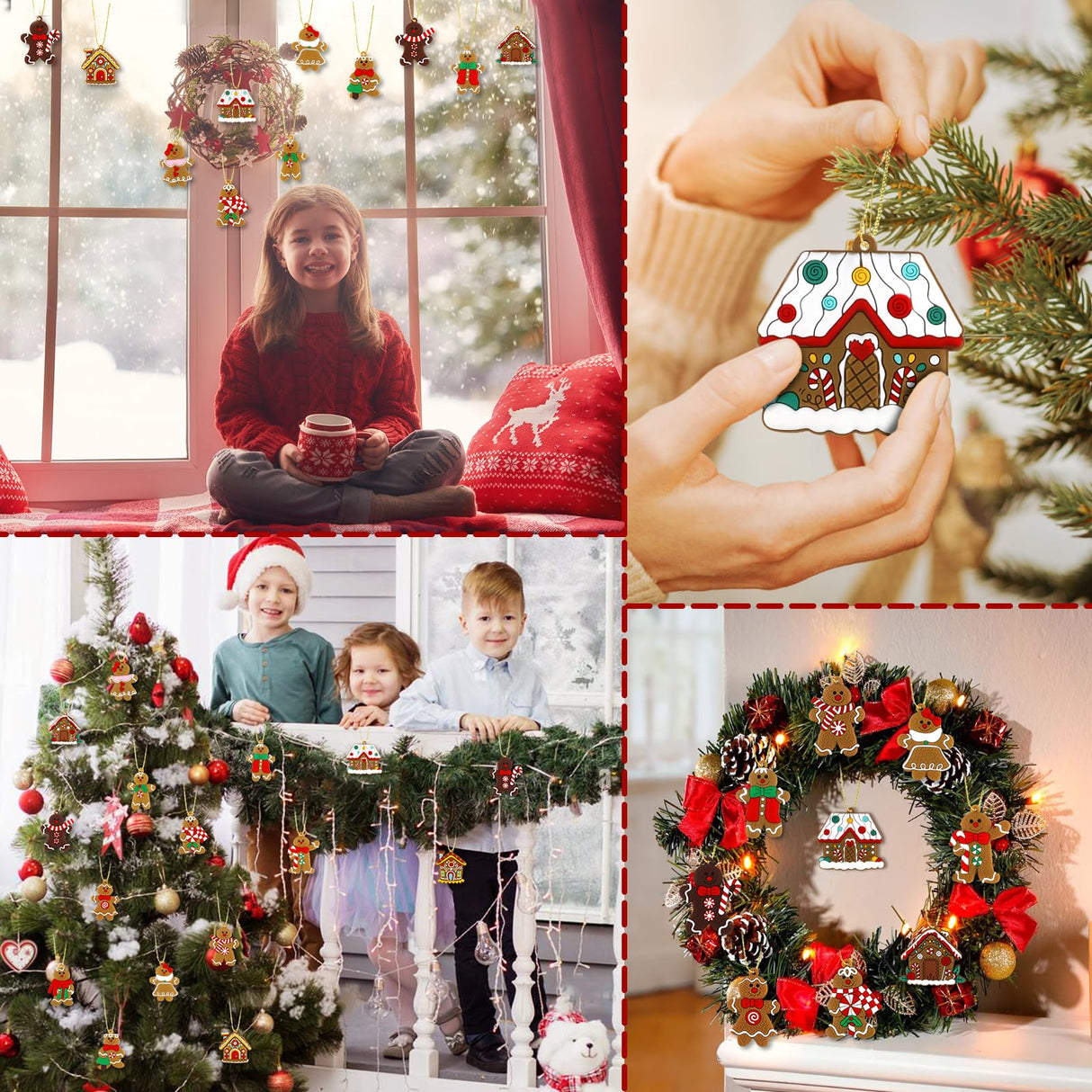 16Pcs Gingerbread Man Ornaments for Christmas Tree Gingerbread Christmas Decorations with Gingerbreads House Ornament for Christmas Tree Hanging Party Decor Miucat