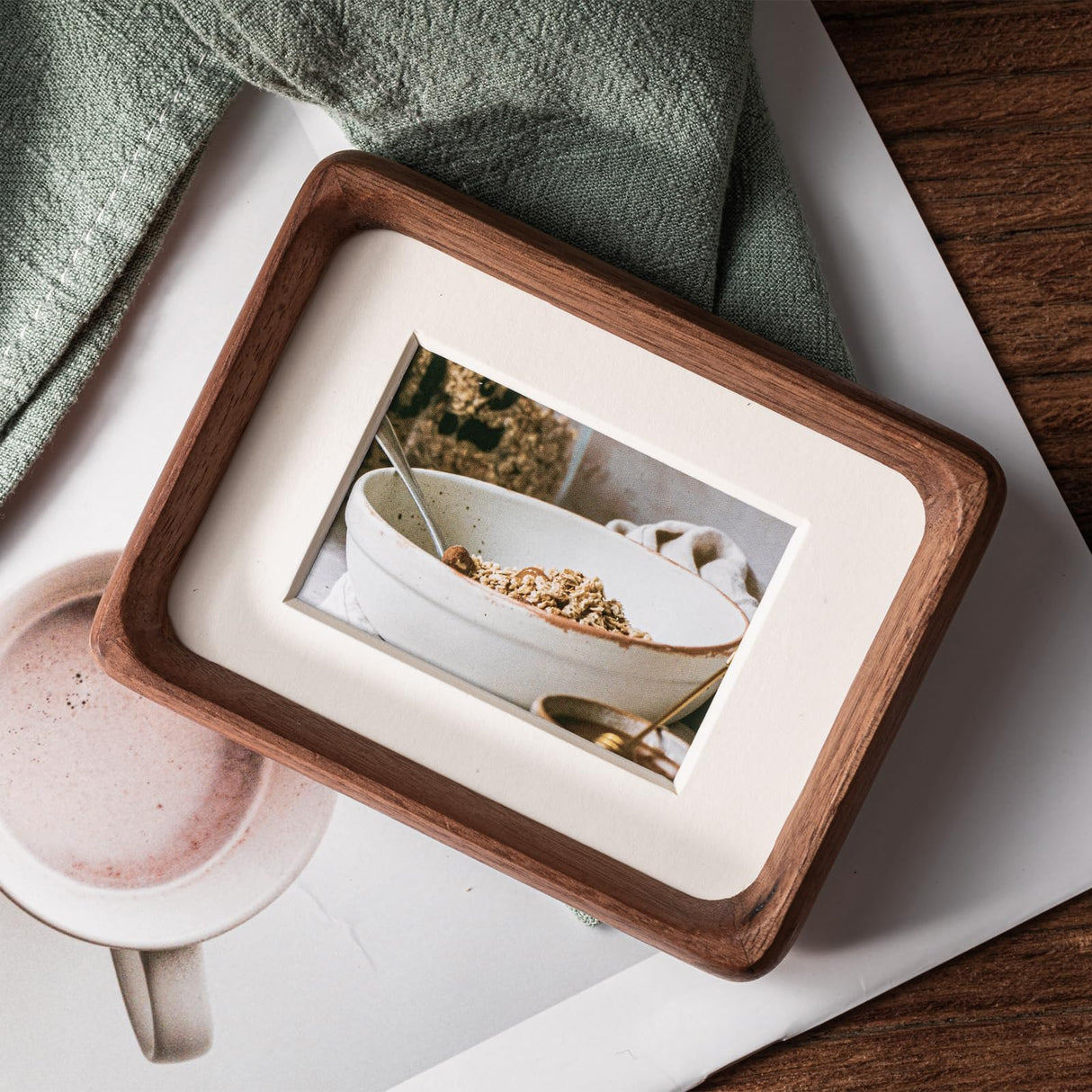 Youncewooder 3.5x5 Natural Walnut Wood Picture Frame - Displays 2x3 Photo with Mat | Rustic Handmade Photo Frame,Horizontal or Vertical for Wall and Tabletop,Gifts for Baby, Couple, and Best Friend Youncewooder