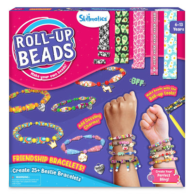 Skillmatics Craft Activity - Roll-Up Beads Friendship Bracelets DIY Kit, 400+ Charms & Beads, Jewelry Making Kit, Create 25+ Bracelets, Gifts for Kids Ages 6, 7, 8, 9, 10, 11, 12, 13