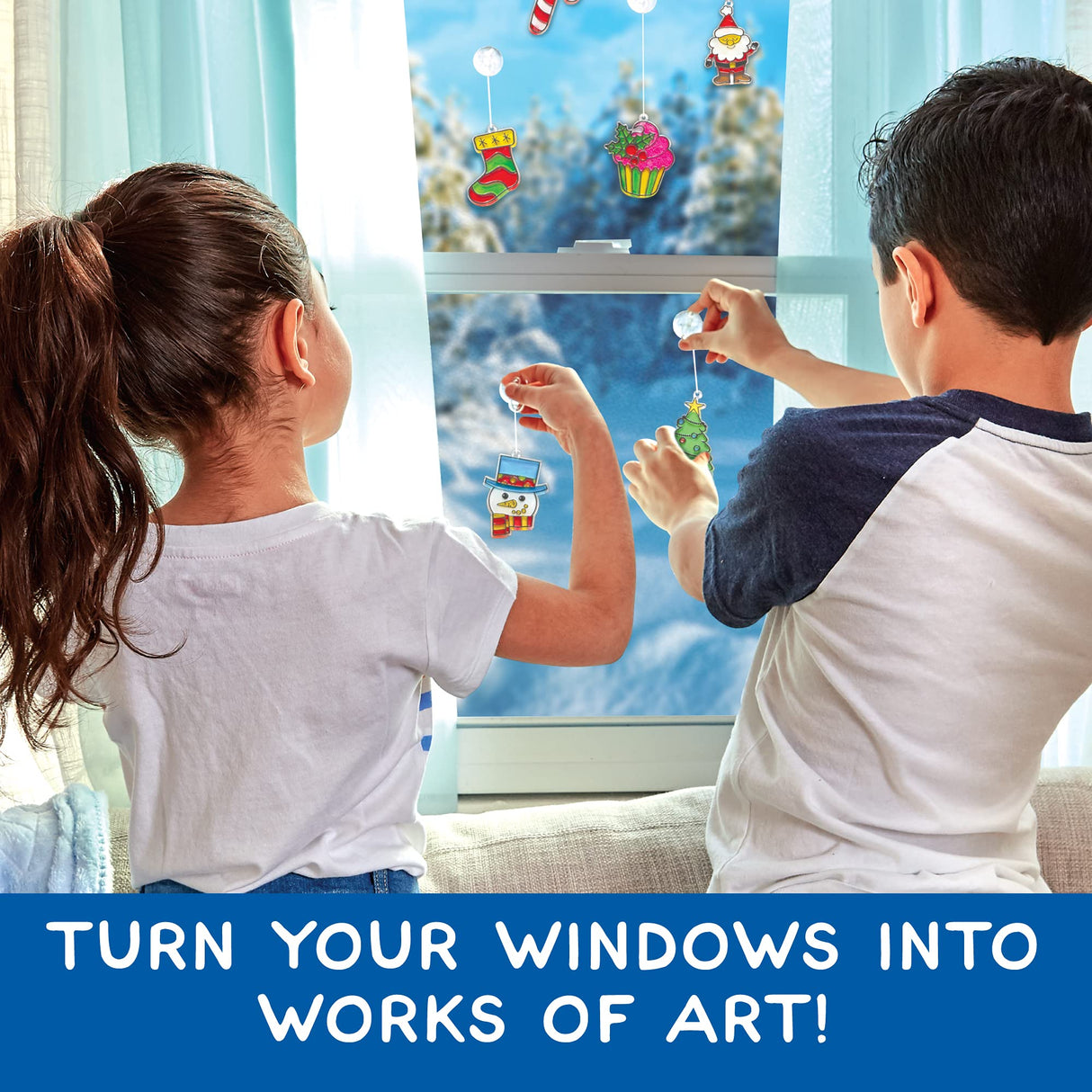 Made By Me Create Your Own Holiday Window Art by Horizon Group USA, Make 20 Projects, Includes Winter-Themed Suncatcher Frames & Window Clings, Glitter Paint, Paint Tubes, Suction Cups & Cording Made By Me
