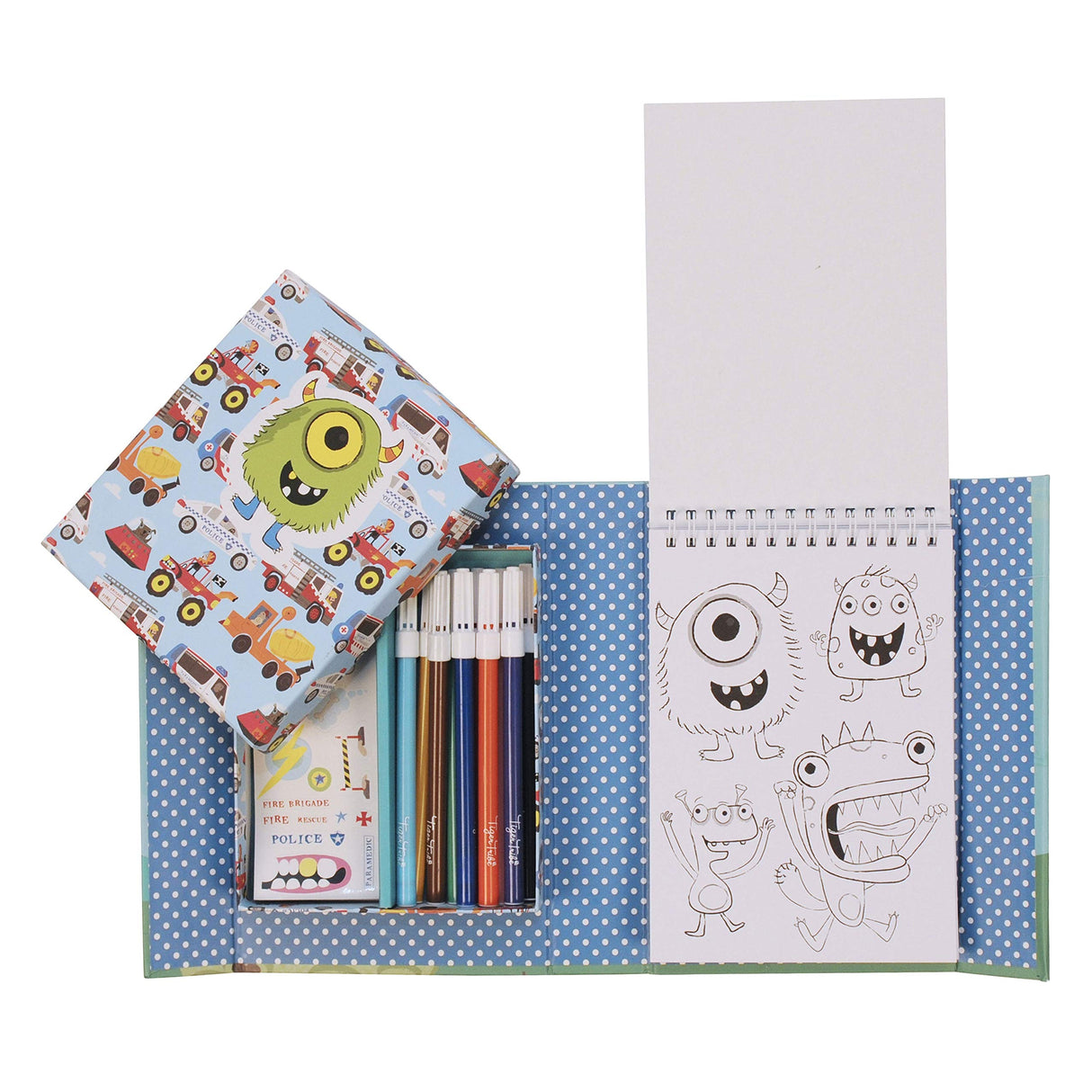 Tiger Tribe Coloring Set - Adventure Theme - Take Along Travel Art Kit - All Supplies Included - Easy Clean Up and Storage - Ages 3+ - 60207, Blue Tiger Tribe