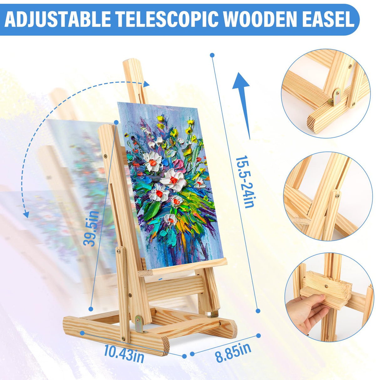 ESRICH 122PCS Professional Painting Set with 1 Wood Easel,72Colors (24 Acrylic Paint, 24 Watercolor,24 Oil) Paint Set, Brushes, Canvases, Painting Supplies Kit for Kids,Students, Artists and Beginner ESRICH