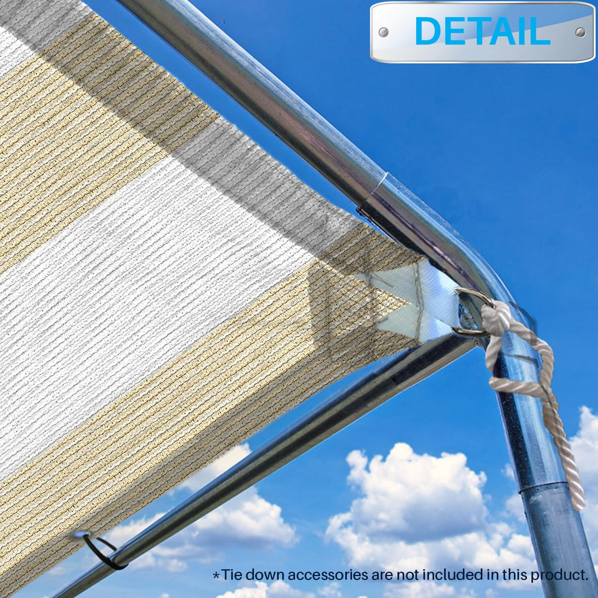 Patio 13' x 18' Straight Edge Sun Shade Sail, Beige White Stripe Shade Sail Canopy Rectangle Outdoor Shade Cloth Pergola Cover UV Block Fabric - Custom Patio