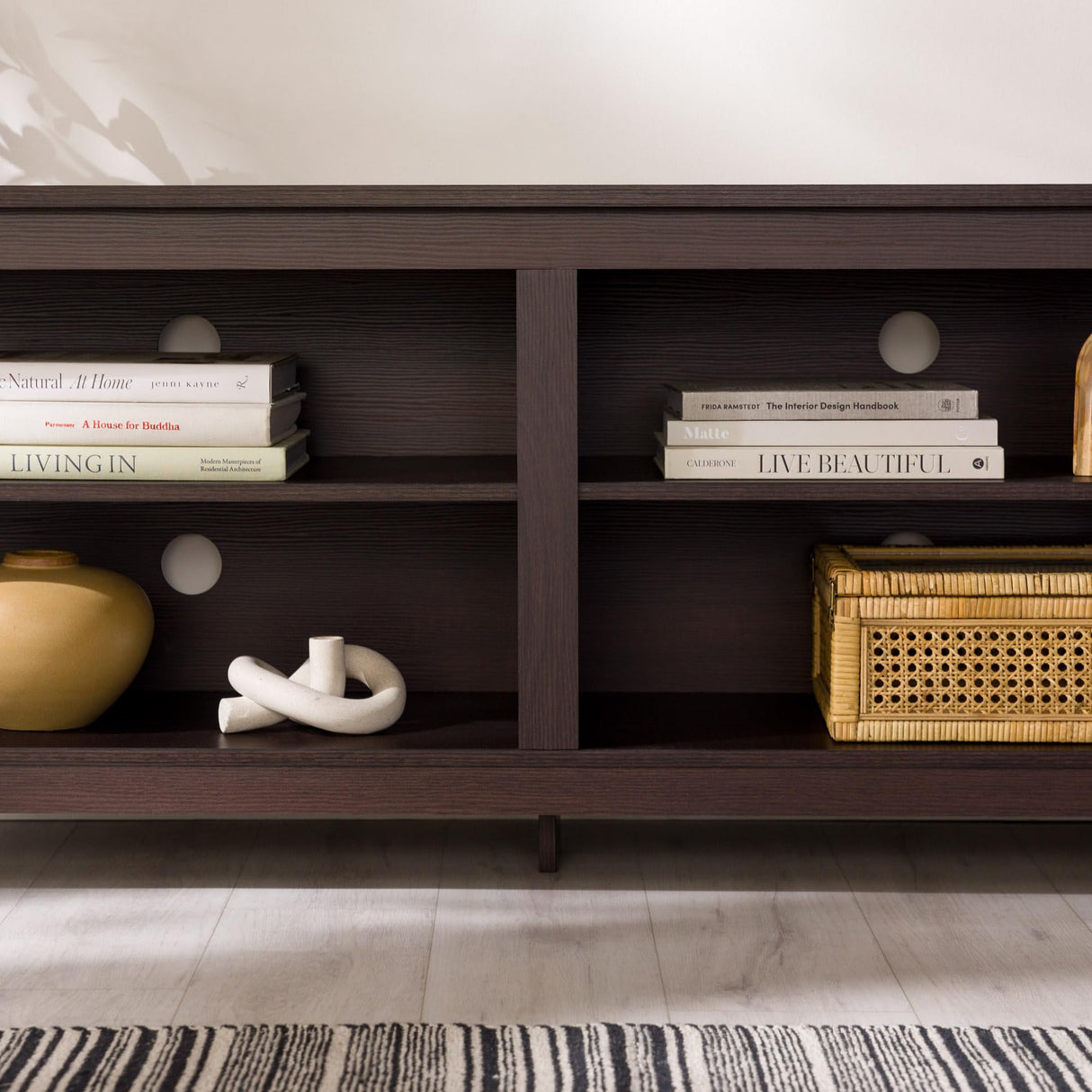 Walker Edison Wren Classic TV Console Entertainment Media Stand with Storage for Televisions up to 65 Inches, 58 Inch, Espresso Walker Edison