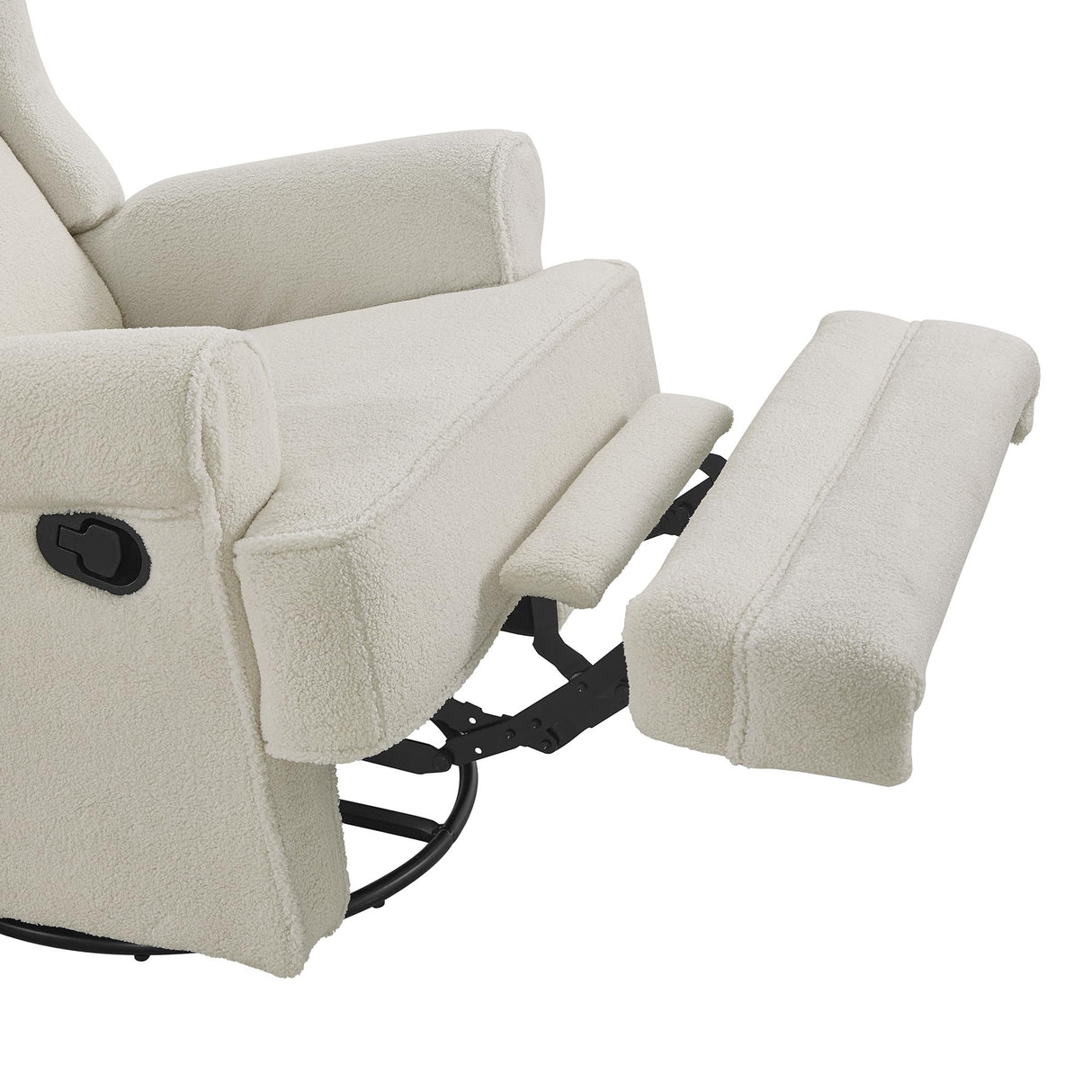 Oxford Baby Teegan Upholstered Swivel Glider & Recliner Nursery Chair, Boucle White Oxford Baby