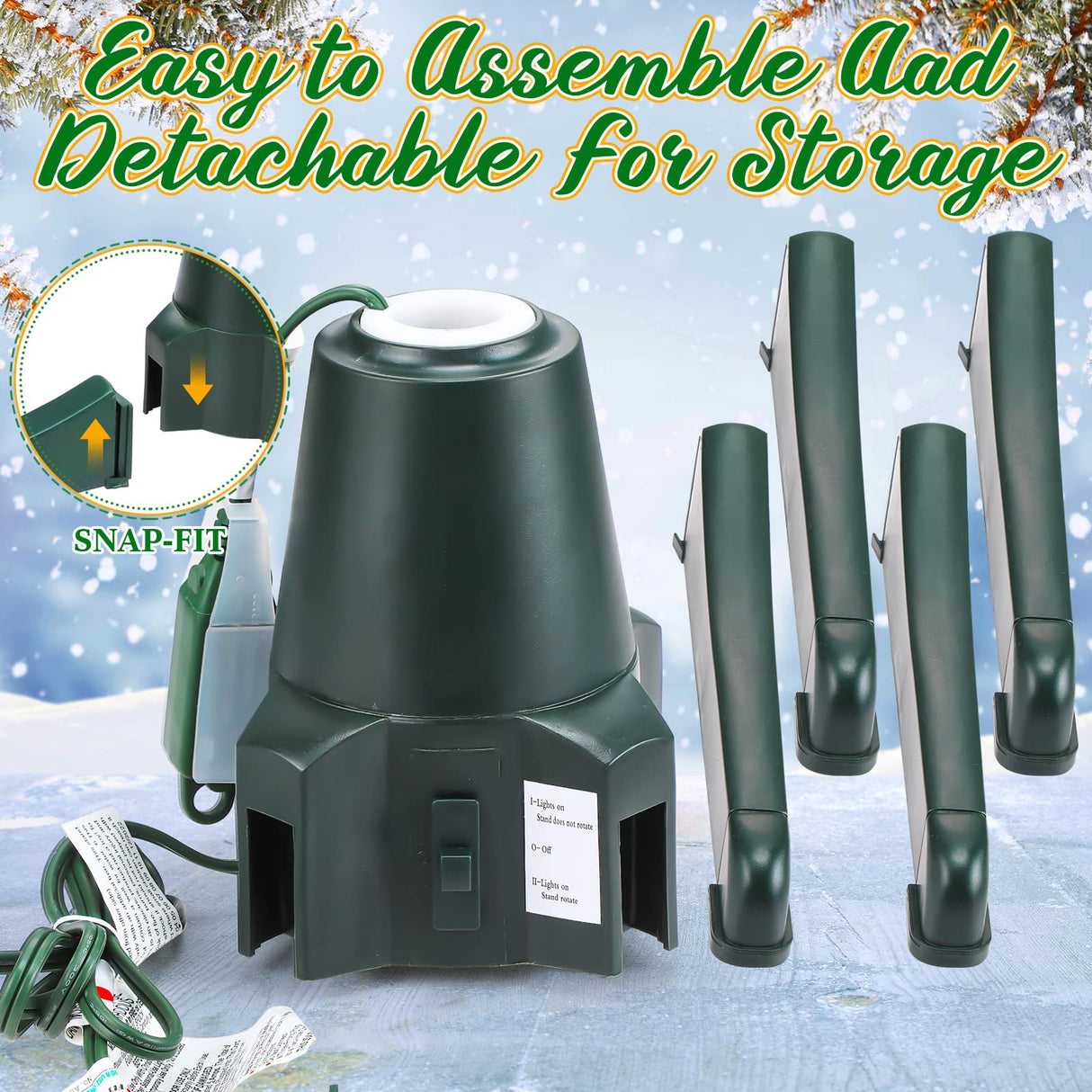 360 Degree Rotating Christmas Tree Stand for up to 7.5ft Artificial Tree Rotating Tree Stand Black Tree Revolving Stand Christmas Tree Turning Stand Xmas Tree Bases with 3 Built in Electrical Outlets Roowest