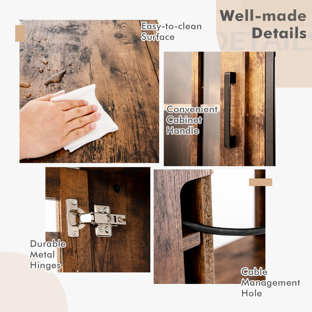 RELAX4LIFE Electric Fireplace TV Stand for TVs up to 55’’, TV Console Table w/18’’ Fireplace Insert Heater, Remote Control, Adjustable Shelves, Wood Media Entertainment Center with Fireplace (Brown) RELAX4LIFE