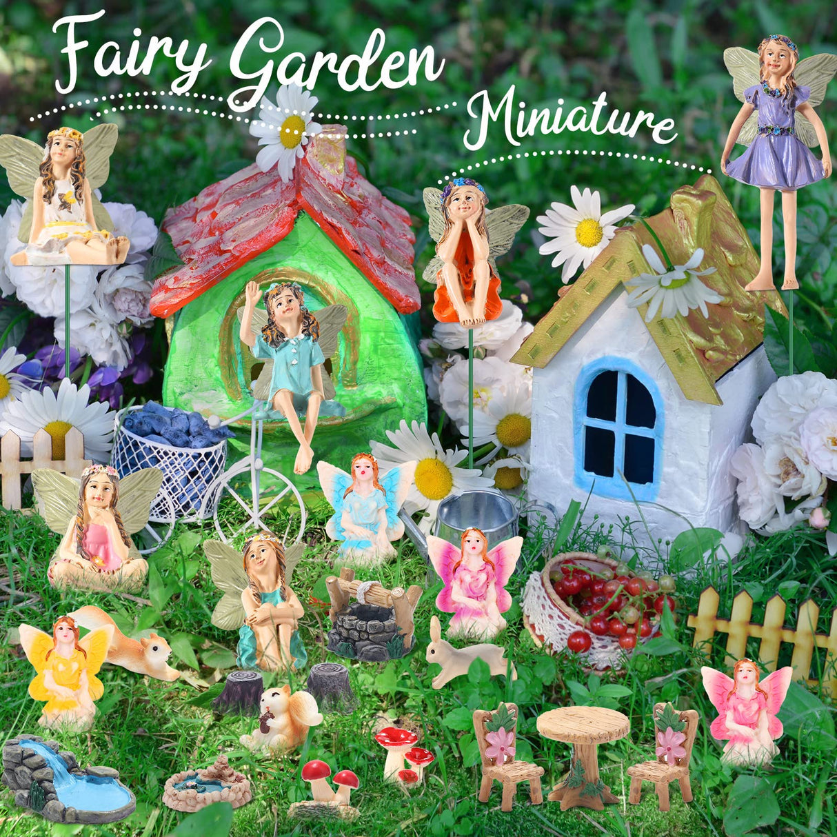 120 Pieces Garden Kit Accessories Garden Animals Miniatures Fairies Miniature Figurines Micro Landscape Ornaments DIY Kit for Outdoor Yard Lawn Unittype