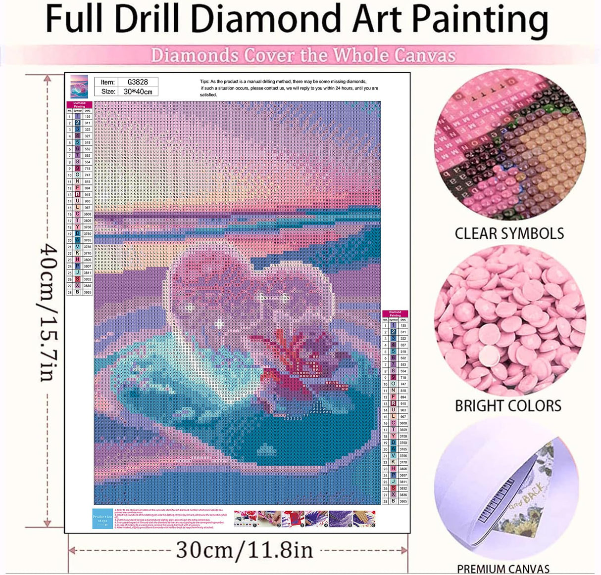 ajepon Beach Diamond Painting Kits for Adults - Diamond Art Kits for Love Heart, Gem Art Kits Beaches for Adults for Gift Home Wall Decor (16x12inch) ajepon