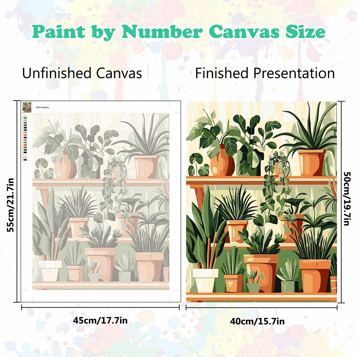 MEIYUDA Paint by Numbers Kit, Green Planes Paint by Numbers for Adults Beginners, DIY Potting Plants Acrylic Oil Painting by Number on Canvas for Gift Home Wall Decor 16x20in MEIYUDA