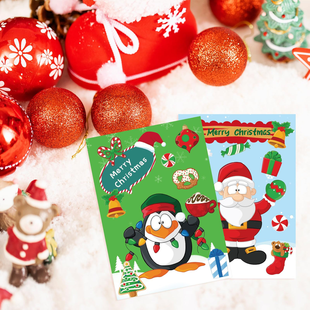 Fancy Land Christmas Cards with Envelopes and Stickers 18pcs Holiday DIY Make Your Own Christmas Cards Making Kit Craft for Kids Classic Fancy Land