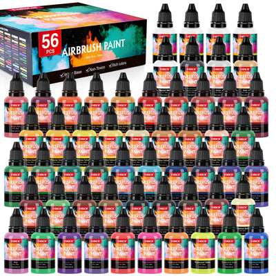 ESRICH Airbrush Paint 52 Colors (1 oz) with 4 Thinner,Air Brush Painting Set Acrylic Ready to Spray, Air Brushes Paint,Water-Based Airbrush Paint Set for Metal,Plastic,Canvas,Wood,Air brush Paint Kit